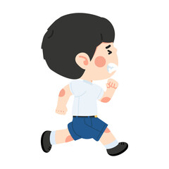 Kid boy running go to school