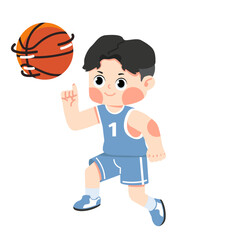 Fototapeta premium Kid Boy sportswear spinning basketball