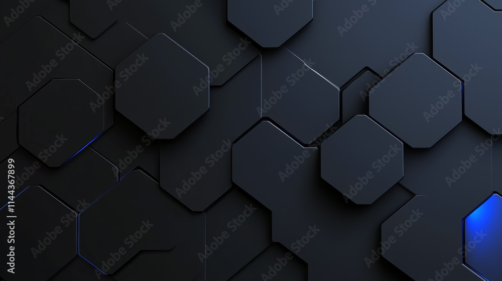 Poster geometric black hexagonal pattern with textured surface creating a modern digital backdrop
