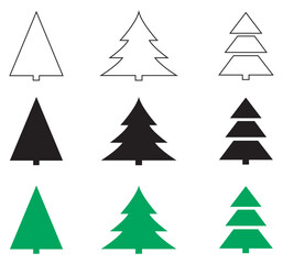 Fototapeta premium Christmas Tree Black Icon,Tree Adornment Illustration x-mas Symbol vector icon set