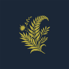 golden decorative elements. Vintage decor floral collection.