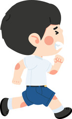 Kid boy running go to school