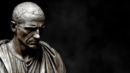 A Stoic Greek Male Statue in an Epic Scene with Dramatic Lighting | Ancient Greek Philosophy, Classical Art, Sculpture, and Historical Culture