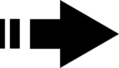 Simple black arrow pointing right with horizontal speed lines on the left, conveying a sense of motion and direction on a clean white background