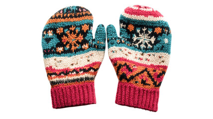 A Pair of Colorful Woolen Mittens Perfect for Winter Fashion and Outdoor Activities to Keep Your Hands Warm.