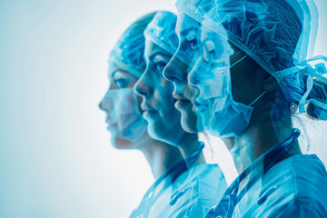 Obraz premium Side view portrait illustrating professional worker technology generative AI