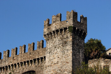 Ancient Swiss Castelgrande fortified walls in Bellinzona