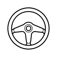 Steering Wheel Line Art on White Background