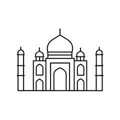 Taj Mahal Line Art on White Background