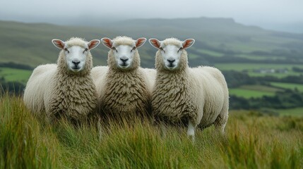 Fototapeta premium Sheep grazing in meadow..