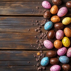 Obraz premium Choc eggs on old wood