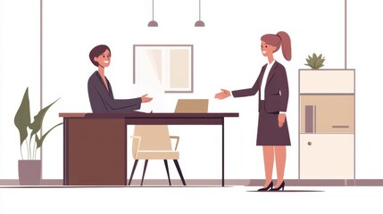Fototapeta premium Smiling successful business team standing in office 