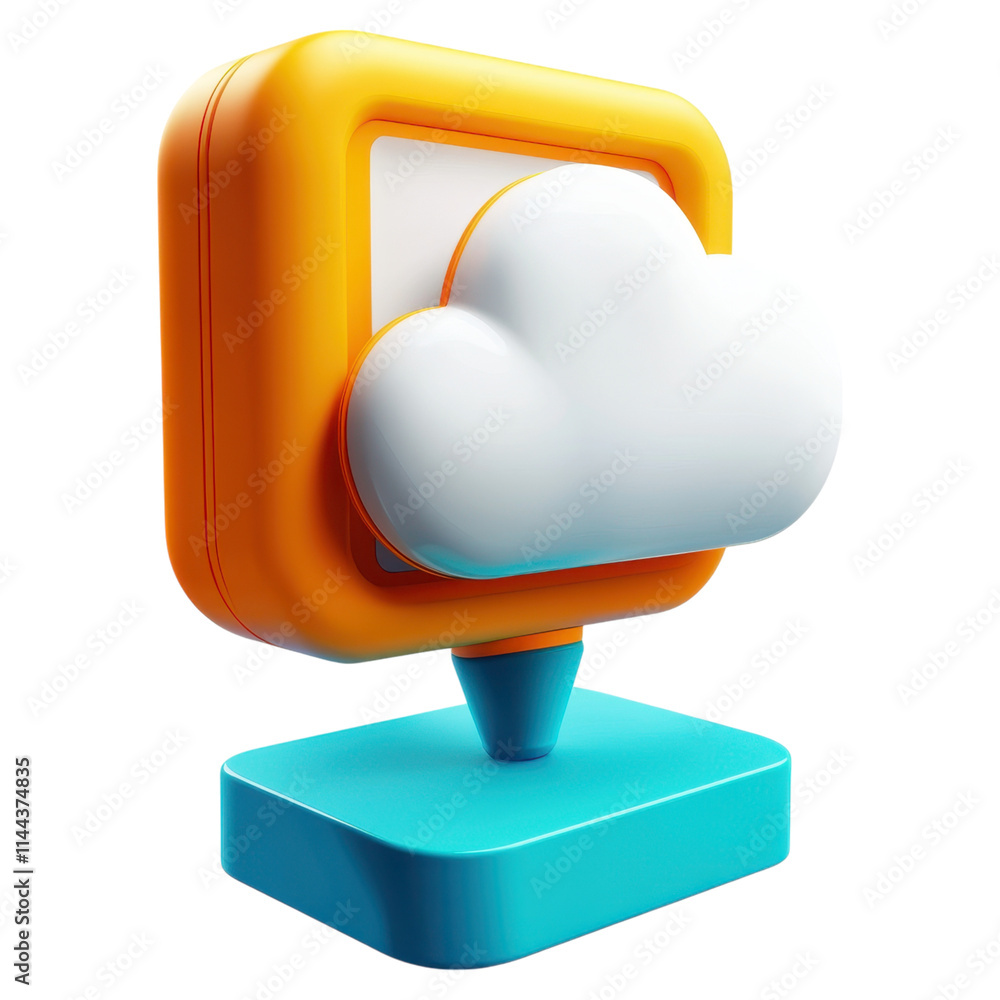 Poster health info and records for sharing concept. 3d illustration of a cloud within a colorful frame disp