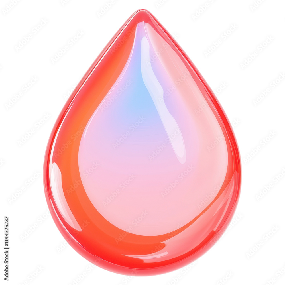 Poster health info and records for sharing concept. glossy red droplet with a gradient on a black backgroun