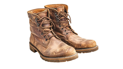Stylish and Rustic Pair of Leather Boots in Rich Brown Tones Perfect for Fashion Enthusiasts and Seasonal Fashion Shoots.