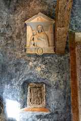 Abandoned and empty medieval Convento dos Capuchos in the Serra de Sintra National Park, Portugal