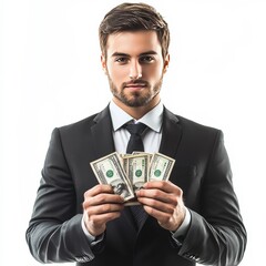 Young man with earned wealth.