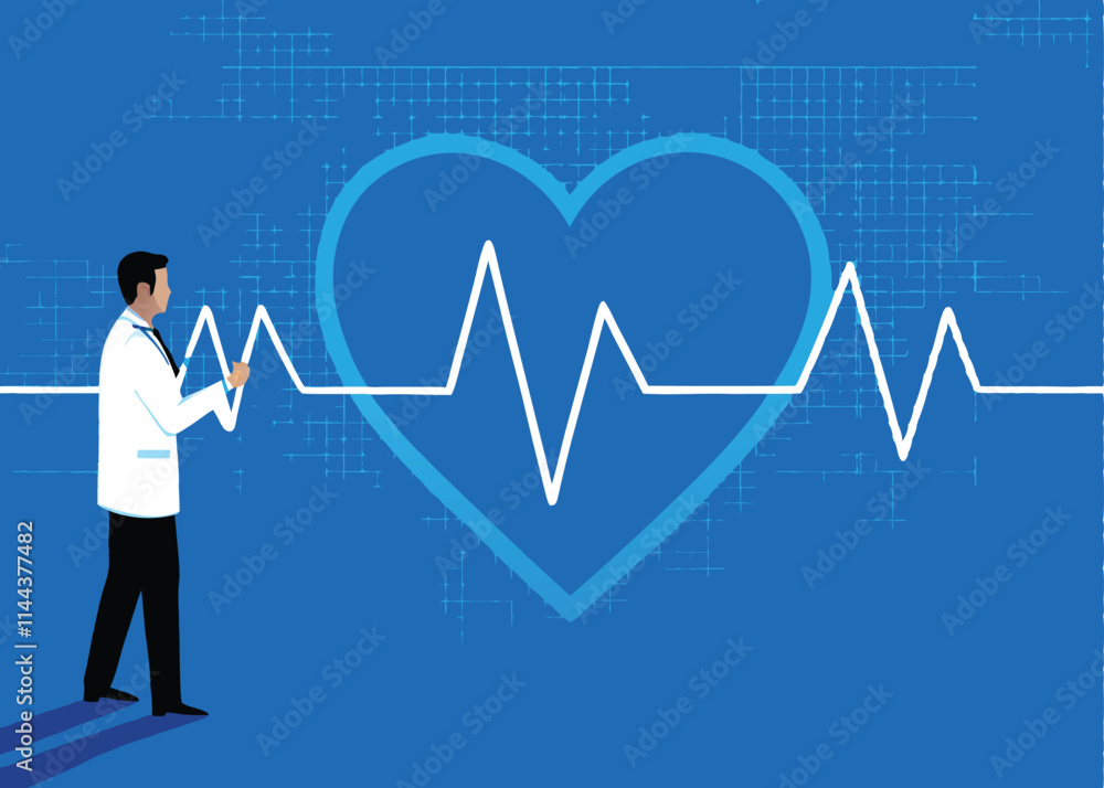 Poster design a vibrant vector background featuring a stylized heart rate monitor graphic with a pulsing he