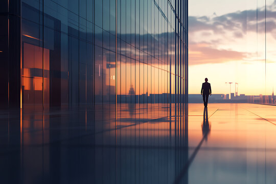 Golden reflections of the setting sun dance upon the pavement as the evening unfolds