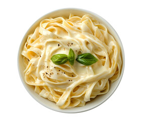Fettuccine Alfredo isolated on transparent background