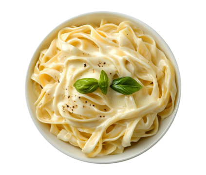 Fettuccine Alfredo isolated on transparent background