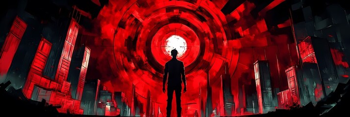 Naklejka premium Crimson Dreams: Abstract Fantasy Illustration
