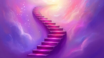 Heavenly Stairs: Fantasy Realm with Light, Water, and Mystical Elements | Dreamy Atmosphere, Surreal Art, Imaginative World