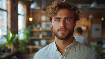 Obraz premium Young Entrepreneur Leading His Tech Startup Team in Modern Office Space for Creative and Business Leadership