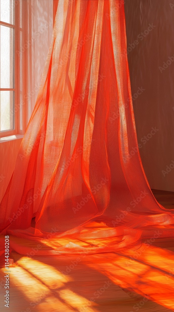 Poster sunlight filters through the curtained drapes, lighting up the large window.