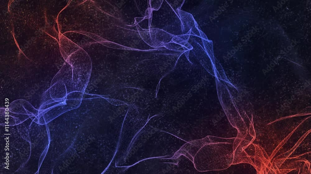 Aufkleber abstract animation in blue and purple tones. intertwining luminous lines forming complex patterns re