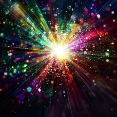 Naklejka premium A lively backdrop with a star in rainbow hues and the word 