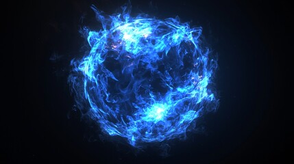 Naklejka premium A futuristic, abstract blue sun in space, surrounded by flares, creating a stunning futuristic background.