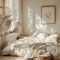 Peaceful Minimalist Bedroom with Neutral Tones