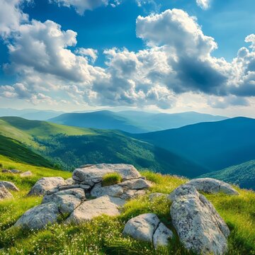Runa Mountain scene with rocks and sky