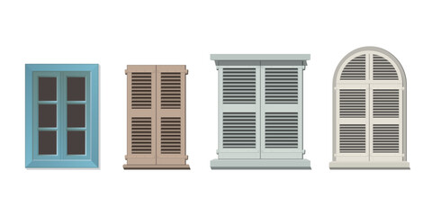 Old wooden window isolated vintage style graphic illustration.