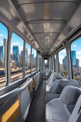 Fototapeta premium City View from a Moving Train with a Focus on Modern Design and Automotive Engineering