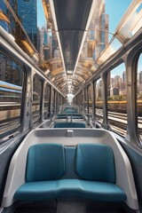Obraz premium City View from a Moving Train with a Focus on Modern Design and Automotive Engineering
