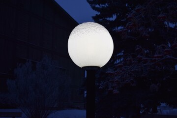 Glowing Street Lamp Amid Snowy Trees in Calgary