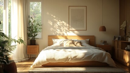 Peaceful Minimalist Bedroom with Neutral Tones