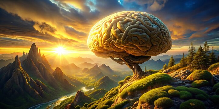 Mind Over Matter: Surreal Brain Landscape Photography - Stunning Mountain Range Aerial View