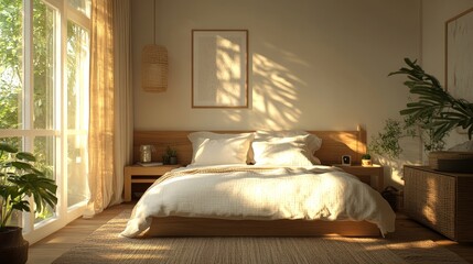 Peaceful Minimalist Bedroom with Neutral Tones
