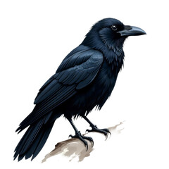 Obraz premium Black and White Crow Illustration