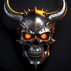 Polished Steel Skull with Ominous Glow