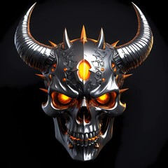 Sinister Metallic Skull with Detailed Spikes