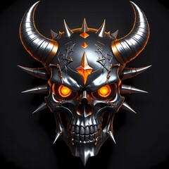 Ominous Demon Skull in Futuristic Style