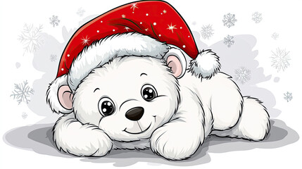 cartoon white bear cute christmas lays