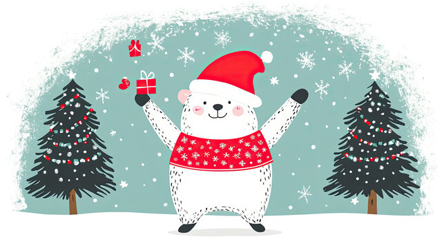 cartoon white bear cute christmas gift funnt