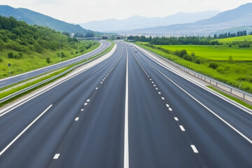 A long road with a lot of white lines