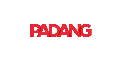 Padang in the Indonesia emblem. The design features a geometric style, vector illustration with bold typography in a modern font. The graphic slogan lettering.