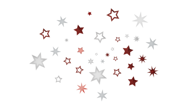 Abstract digital art illustration of red and white stars against a black background, creating a visually appealing geometric design.